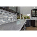 Harlow interlocking 12X12 glass stone metal mesh mounted mosaic tile SMOT-SGLSMTIL-HAR8MM product shot wall view