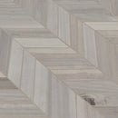 Havenwood platinum chevron 12X15 glazed porcelain mesh mounted mosaic tile NHAVPLACHE12X15 product shot multiple tiles angle view