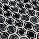 Hexagono nero 11.5X13.25 polished marble mesh mounted mosaic tile SMOT-HEXGON-NEROP product shot multiple tiles angle view