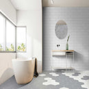 Hexley dove 9x10.5 hexagon matte porcelain field tile  msi collection NHEXDOV9X10.5HEX room shot bathroom view