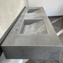 HANDCRAFTED ARMANI GREY HIGH ENGINEERED PORCELAIN DOUBLE SINK (ES-096)