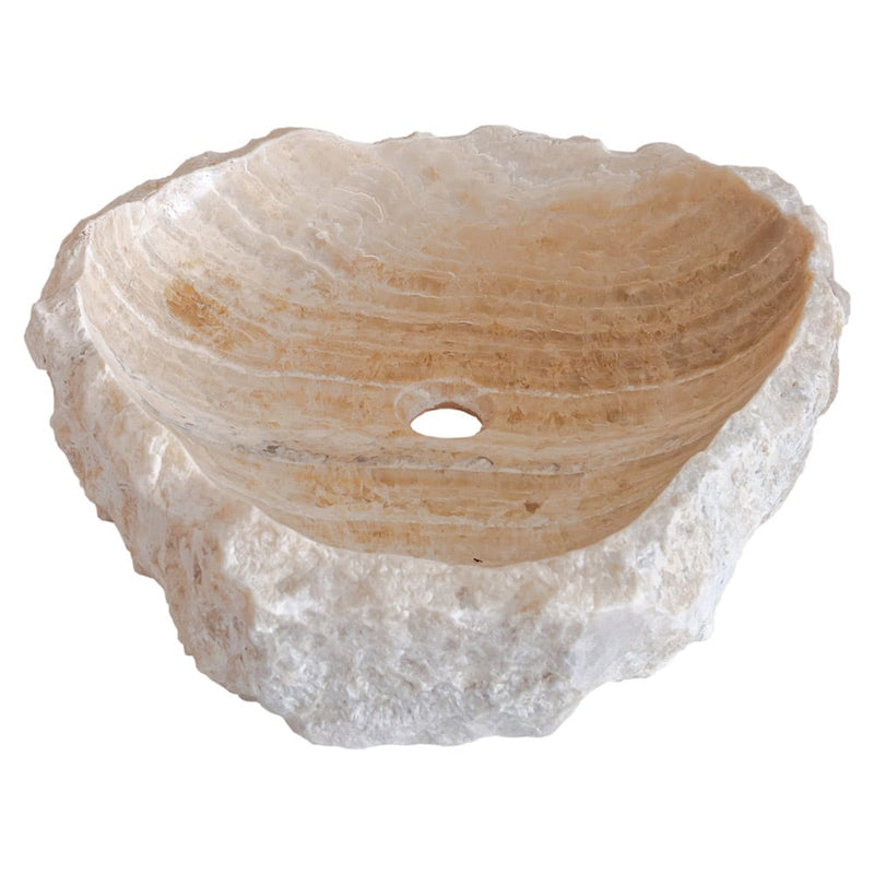 honey Onyx stone rustic vessel sink NTRVS21 random size angle product view