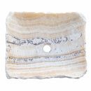 Honey Onyx Rectangular Above Vanity Bathroom Sink Polished Interior Hand-chiseled Exterior (W)13" (L)16" (H)5.5" top view