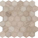 Honeycomb hexagon 11.75X12 natural marble mesh mounted mosaic floor and wall tile SMOT-HONCOM-2HEX product shot multiple tiles close up view