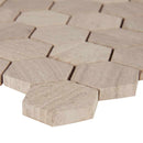 Honeycomb hexagon 11.75X12 natural marble mesh mounted mosaic floor and wall tile SMOT-HONCOM-2HEX product shot profile view