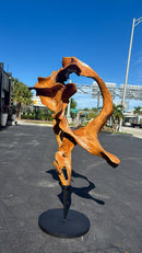 Teak Sculpture with Black Base