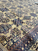 Hand-Knotted Afghan Bukhara Rug 8'4" x 11'10" - Wool, Geometric Patterns