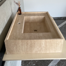 HANDCRAFTED CUSTOM TRAVERTINE SINK (TR-048)