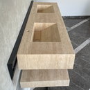 HANDCRAFTED CUSTOM TRAVERTINE SINK AND MATCHING SHELF (TR-175)