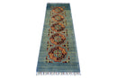 Hand-Knotted Kazak Afghani Wool Rug I Green 2' x 5'7"