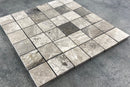 Silver Shadow Marble 2"x2" Honed on 12" x 12" Mesh Mosaic Tile