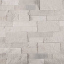 Iceland gray splitface ledger panel 6X24 natural travertine wall tile LPNLTICEGRY624 product shot multiple tiles top view