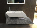Imperial White and Tundra Gray Marble Designer Wall-mount Bathroom Sink (W)18" (L)32" (H)24" bathroom view