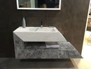 Handcrafted Wall Mount Marble Bathroom Sink White Gray Stone