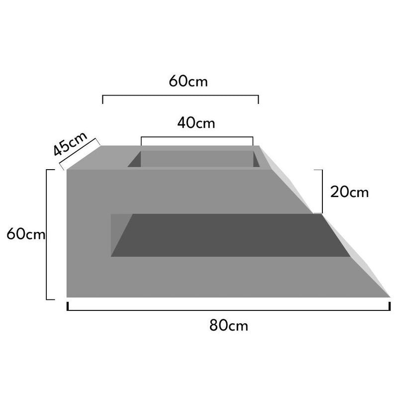 Imperial White and Tundra Gray Marble Designer Wall-mount Bathroom Sink (W)18" (L)32" (H)24" technical drawing in metric dimensions