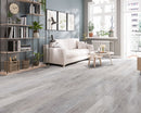 SPC Vinyl Rigid Core 7" Width 60" RL, 7mm Thick, 1.5mm IXPE Iridescent Mist Meraki Floors - Mazzia Collection Product shoot Hall view