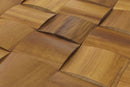 Iroko Big Straw Mesh-mounted Wood Mosaic Wall Tile 984001 angle wide view