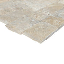 Ivory Light Travertine 6xFree-length split-face wall tile angle profile view