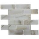 Ivory amber beveled subway 11.81X11.81 glass mesh mounted mosaic tile SMOT GLSST IVOAMB8MMproduct shot multiple tiles close up view