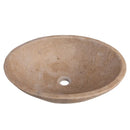 Karina walnut travertine oval vessel sink KMRC16206W W16 L21 H6 angle view