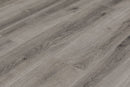 SPC Vinyl Rigid Core 7" Width 60" RL, 6mm Thick, 1.5mm IXPE Keystone Grey, Invicta Floors - Mazzia Collection angle plank view