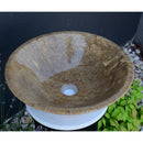 HANDCRAFTED NOCE BROWN TRAVERTINE SINK