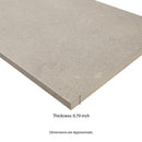Beige concrete slab with a thickness measurement of 0.79 inch on a white background