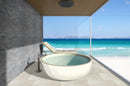 Livingstyle Cream 13"x24" Matte Porcelain Pool Coping outdoor pool view
