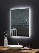 Frysta LED Frameless Rectangular Mirror Lighted Bathroom Vanity with Dimmer and Defogger Villohome
