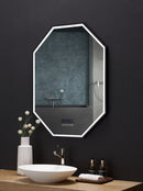 Otto LED Octagon Black Framed Lighted Bathroom Vanity Mirror with Bluetooth and Digital Display Villohome
