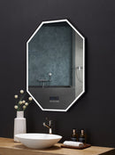 Otto LED Octagon Black Framed Lighted Bathroom Vanity Mirror with Bluetooth and Digital Display Villohome