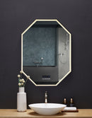 Otto LED Octagon Black Framed Lighted Bathroom Vanity Mirror with Bluetooth and Digital Display Villohome