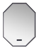 Otto LED Octagon Black Framed Lighted Bathroom Vanity Mirror with Bluetooth and Digital Display Villohome