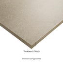 Close-up of a concrete slab with a thickness measurement label