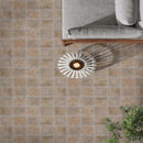 Tuscany Walnut Travertine Tumbled Paver Floor Tile - MSI Collection room shot outdoor view