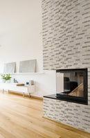 Rockmount Colorado Cream 6"x18" Marble Splitface Ledger Corner Panel for Wall room shot living room view 2