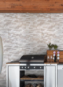 Rockmount Luna Gray 6"x24" Marble Splitface Ledger Panel Wall Tile - MSI Collection room shot kitchen view