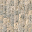 Pattern of stone tiles with varying shades of gray and beige.