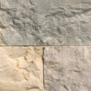 Close-up of stone tiles with varying shades of gray and brown.