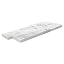 White marble countertop with a subtle pattern on a white background
