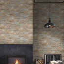 XL ROCKMOUNT Golden Honey 9"x24" Splitface Ledger Panel Quartzite Wall Tile - MSI Collection living room wall view