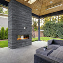 XL ROCKMOUNT Premium Black 9"x24" Splitface Ledger Panel Slate Wall Tile - MSI Collection panel outdoor view 2