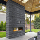 XL ROCKMOUNT Premium Black 9"x24" Splitface Ledger Panel Slate Wall Tile - MSI Collection panel outdoor view