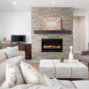 XL ROCKMOUNT Silver 9"x24" Splitface Ledger Panel Travertine Wall Tile - MSI Collection living room view