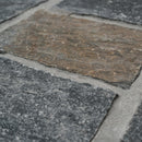 Close-up of stone pavement with varying shades of gray and brown.
