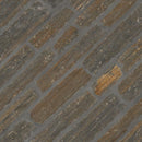 Pattern of rectangular stone bricks with varying shades of brown and gray.