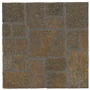 Square tile with a pattern of interlocking stone bricks