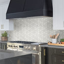 La fleur 9.92x8.9 polished marble mesh mounted mosaic tile SMOT-LAFLEUR-POL8MM product shot kitchen view 2