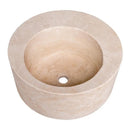 Handcrafted Beige Travertine Round 18 Inch Natural Stone Bathroom Sink