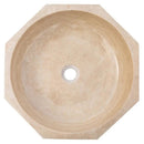 Octagon Polished Beige Travertine Natural Stone Vessel Bathroom Sink 16 Inch